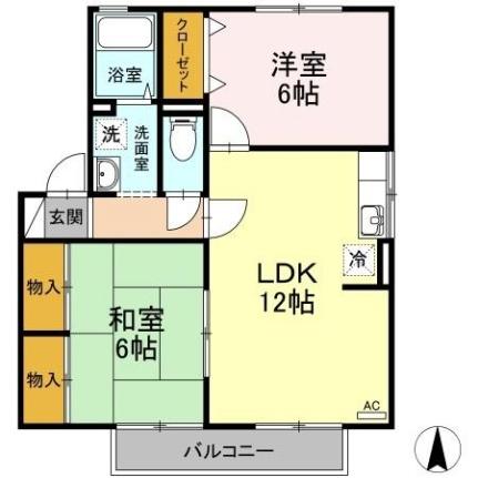 サンライズハイツ　Ａ棟 A201｜愛媛県松山市南江戸２丁目(賃貸アパート2LDK・2階・55.41㎡)の写真 その2