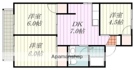 メゾン堀川　Ｂ棟 201｜愛媛県松山市空港通２丁目(賃貸アパート3DK・2階・50.34㎡)の写真 その2