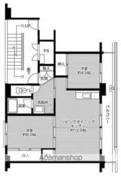 JR後藤寺線 筑前庄内駅 徒歩9分の賃貸マンション 3階2LDKの間取り