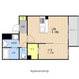 西鉄天神大牟田線 高宮駅 徒歩10分の賃貸マンション 4階1LDKの間取り