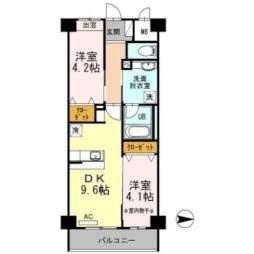 JR鹿児島本線 黒崎駅 徒歩21分の賃貸マンション 2階2DKの間取り