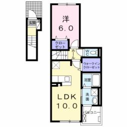 コンフォート・Ｆ 2階1LDKの間取り