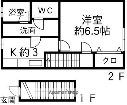 リバーフィールドＢ棟 202｜福岡県八女市馬場(賃貸アパート1K・2階・23.75㎡)の写真 その2