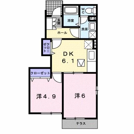 ポラリス　弐番館 101 ｜ 福岡県大川市大字本木室（賃貸アパート2DK・1階・40.45㎡） その2