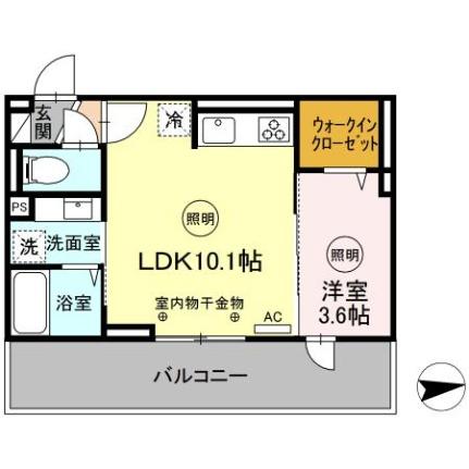 ＤーＲＯＯＭ　ＦＩＲＳＴ　大善寺駅前 302｜福岡県久留米市大善寺大橋１丁目(賃貸アパート1LDK・3階・33.51㎡)の写真 その2