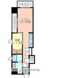 福岡市地下鉄七隈線 薬院大通駅 徒歩6分の賃貸マンション 11階1Kの間取り