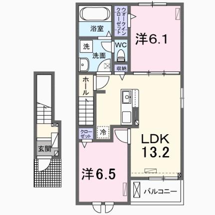 ロイヤルパーク 203｜福岡県春日市松ヶ丘６丁目(賃貸アパート2LDK・2階・59.55㎡)の写真 その2