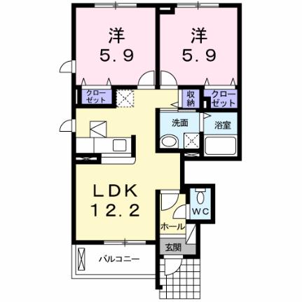 クオーレ・カルモ　2番館 101 ｜ 福岡県福岡市南区野多目５丁目（賃貸アパート2LDK・1階・54.08㎡） その2