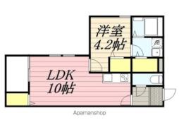 メゾンクレール井尻南壱番館 2階1LDKの間取り