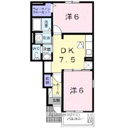 JR久大本線 田主丸駅 徒歩11分の賃貸アパート 1階2DKの間取り