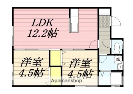 福岡県朝倉市甘木(賃貸アパート2LDK・1階・58.74㎡)の写真 その2