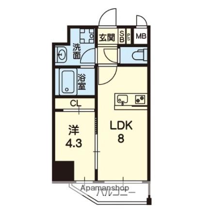 熊本県熊本市中央区新町１丁目(賃貸マンション1LDK・13階・30.07㎡)の写真 その2