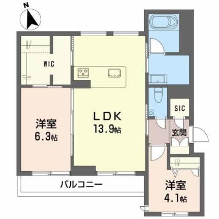 シャーメゾン帯小入口 202｜熊本県熊本市中央区帯山４丁目(賃貸マンション2LDK・2階・64.26㎡)の写真 その2