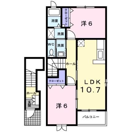 エスポワールII 205｜熊本県熊本市北区龍田７丁目(賃貸アパート2LDK・2階・57.02㎡)の写真 その2