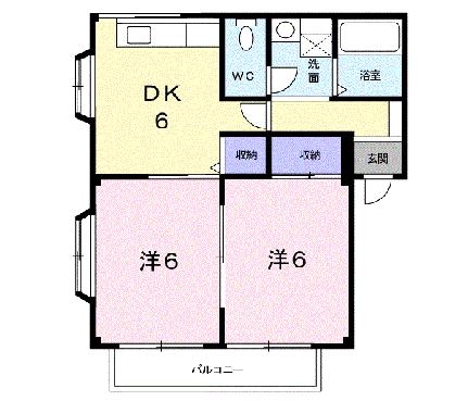 クレールハイムＡ 201｜熊本県熊本市南区土河原町(賃貸アパート2DK・2階・40.04㎡)の写真 その2