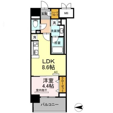 Ｄ’プレイス　九品寺 702｜熊本県熊本市中央区九品寺２丁目(賃貸マンション1LDK・7階・36.72㎡)の写真 その2