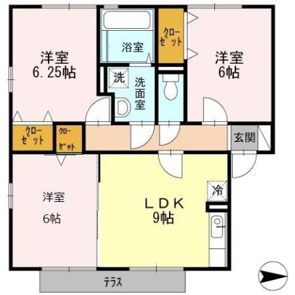 セジュール椿 101｜熊本県熊本市中央区国府１丁目(賃貸アパート3LDK・1階・62.92㎡)の写真 その2