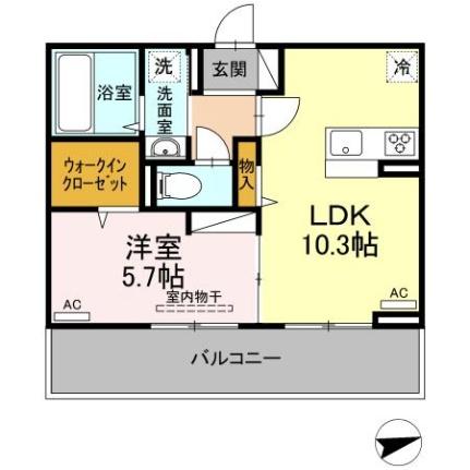 アンジューノ上代　Ｂ棟 306｜熊本県熊本市西区上代２丁目(賃貸アパート1LDK・3階・40.05㎡)の写真 その2