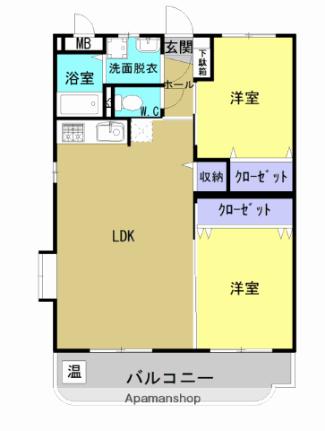 ボナールマンション ｜熊本県宇城市松橋町両仲間(賃貸マンション2LDK・3階・56.85㎡)の写真 その2