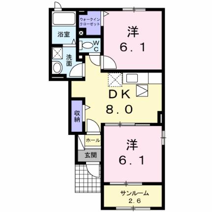 アミティコ　キャステッロI 106｜熊本県熊本市南区城南町下宮地(賃貸アパート2DK・1階・50.09㎡)の写真 その2