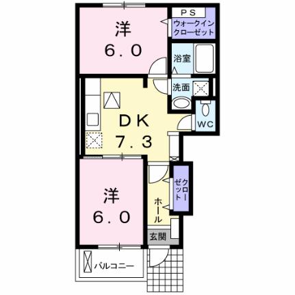 エスポワール　Ｂ 102｜熊本県八代市松崎町(賃貸アパート2DK・1階・46.79㎡)の写真 その2