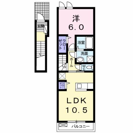 ムーンライト桜I 202｜熊本県八代市本町２丁目(賃貸アパート1LDK・2階・44.97㎡)の写真 その2