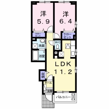 ストロベリーフィールドIIＢ 106｜熊本県八代市松江町(賃貸アパート2LDK・1階・55.17㎡)の写真 その2