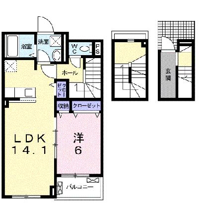 Ｉ・ＶＩＬＬＡＧＥ大手町　Ａ 305｜熊本県八代市大手町２丁目(賃貸アパート1LDK・3階・60.17㎡)の写真 その2