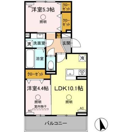 サニーフラット松江  ｜ 熊本県八代市松江町（賃貸アパート2LDK・2階・48.91㎡） その2