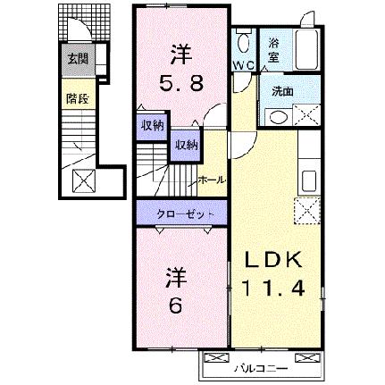 サニーパレスII 201｜熊本県八代市松崎町(賃貸アパート2LDK・2階・55.81㎡)の写真 その2