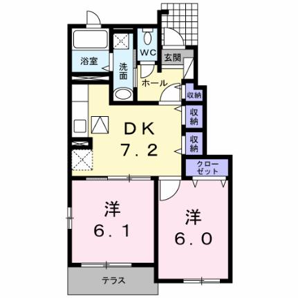 Ｋ・ＴプロムナードI 103｜熊本県宇城市松橋町久具(賃貸アパート2DK・1階・45.89㎡)の写真 その2