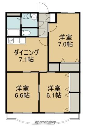 グランシャリオ 107｜大分県大分市大字田尻(賃貸マンション3DK・1階・60.97㎡)の写真 その2