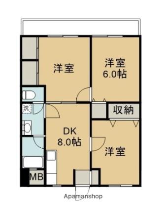 大分県大分市二又町３丁目(賃貸マンション3DK・6階・53.30㎡)の写真 その2