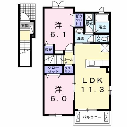 イリーデ横尾　Ａ 201｜大分県大分市大字横尾(賃貸アパート2LDK・2階・57.07㎡)の写真 その2