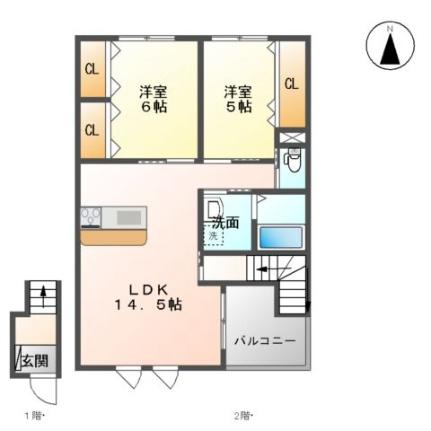 ユニヴァリィ　イノバル 00203｜大分県大分市大字猪野(賃貸アパート2LDK・2階・58.51㎡)の写真 その2