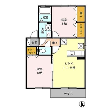 フルール・ド・シャモニ　Ａ棟 101｜宮崎県都城市吉尾町(賃貸アパート2LDK・1階・53.76㎡)の写真 その2