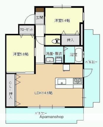 宮崎県宮崎市高千穂通１丁目（賃貸マンション2LDK・4階・62.19㎡） その2